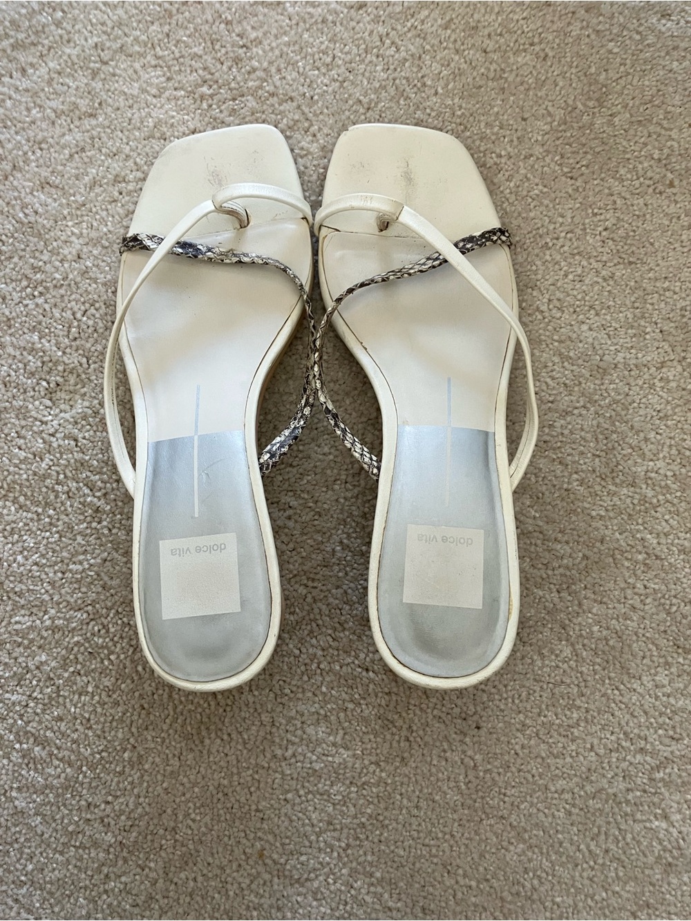 Dolce Vita White Multi Snake Print Leather Sandals